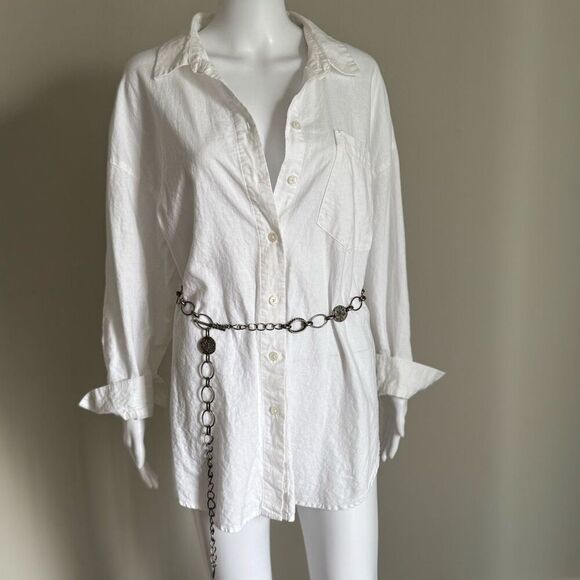 Vintage Liz’ Claiborne Silver Tone Medallion Chain Belt Waist Chain - Picture 2 of 9